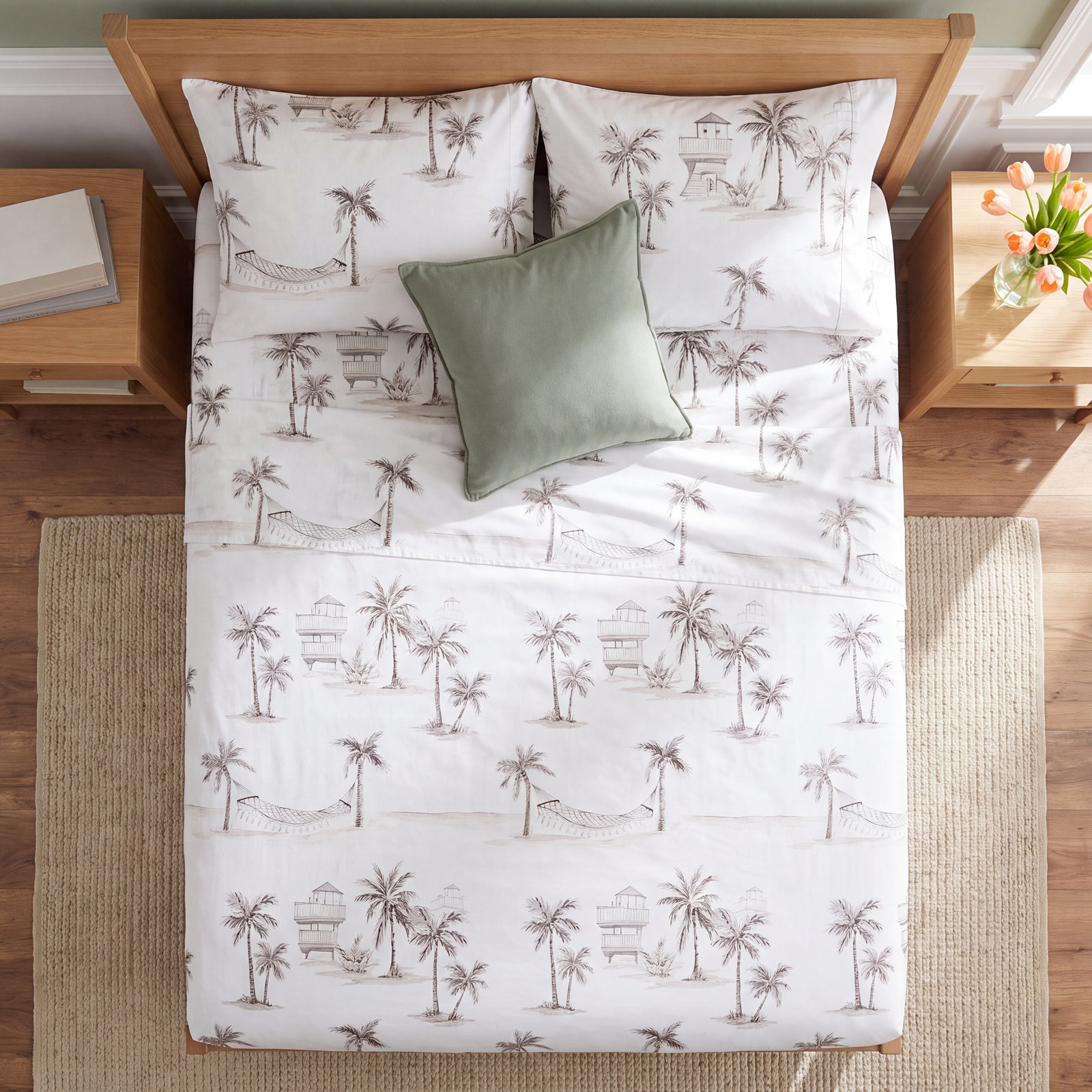Riggi Toile Sheet Set, Queen Sheet + 2 Standard Pillowcases