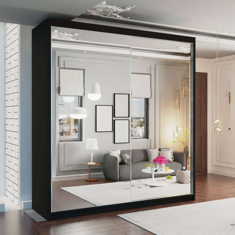 Bortola 2 Door Laminate Wardrobe, Black