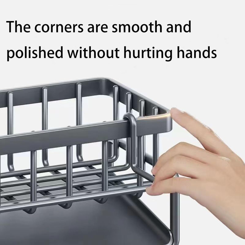 Stainless Steel Sponge Holder For Kitchen Sink - Sink Organizer With Draining Tray