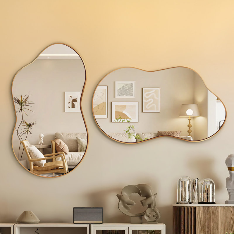 Cloud Shaped Metal Wall Mirror Sets, 46" x 26", Gold