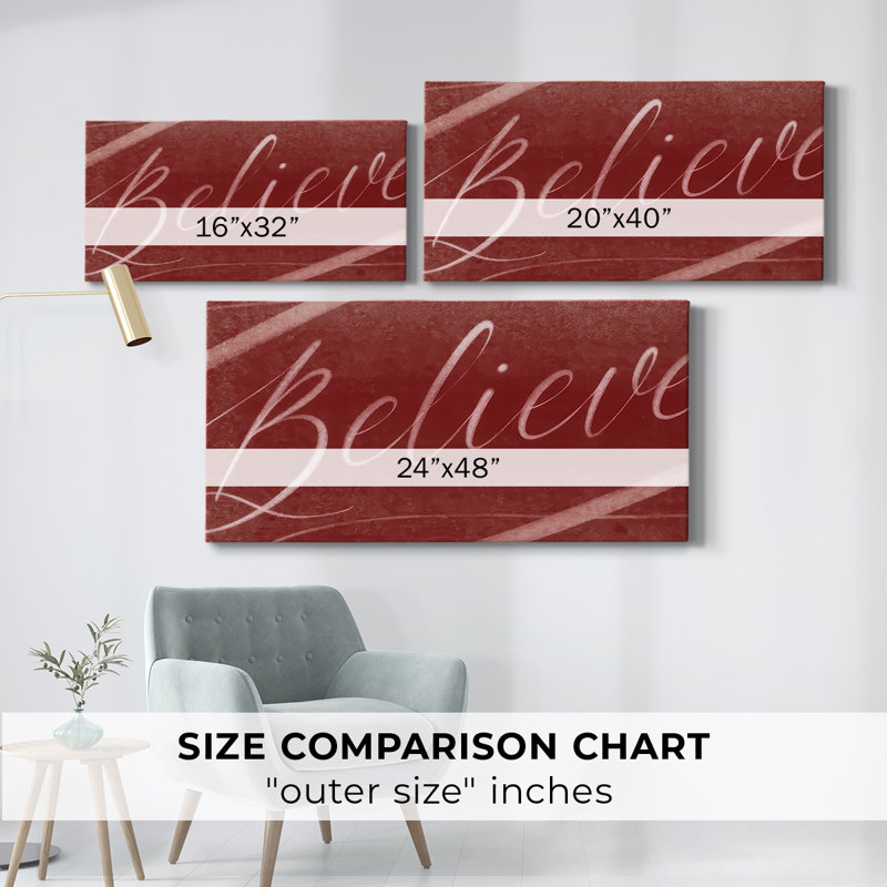 Believe - Toile tendue avec châssis - Prêt à accrocher, H 20 po x l 40 po