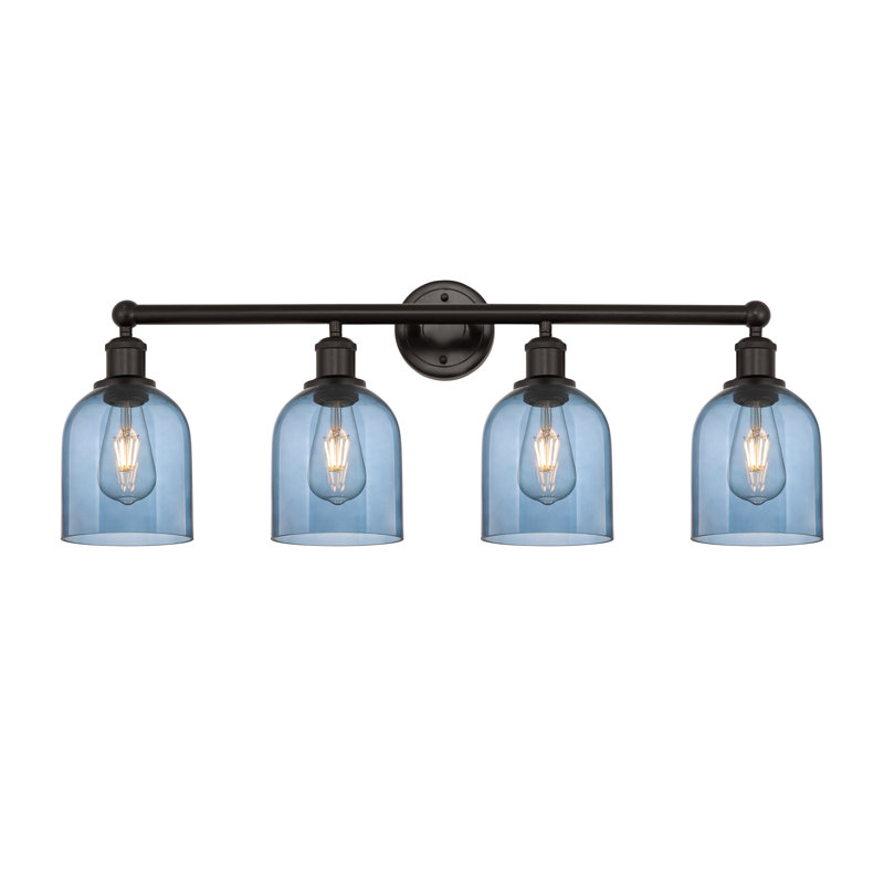 Éclairage pour salle de bain 4 lumières Bella, Bleu princesse, Bronze huilé