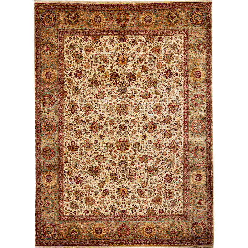 Wool Oriental Area Rug in Rust/Cream