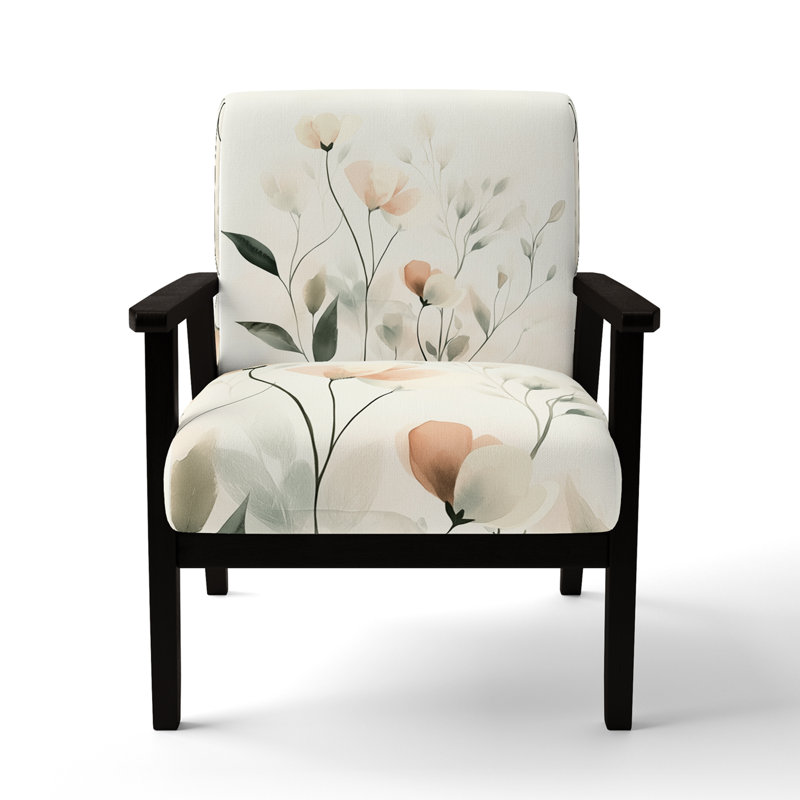 Chaise d'appoint Abstract Floral - Soft Botanical Breeze I, Black Square Arms