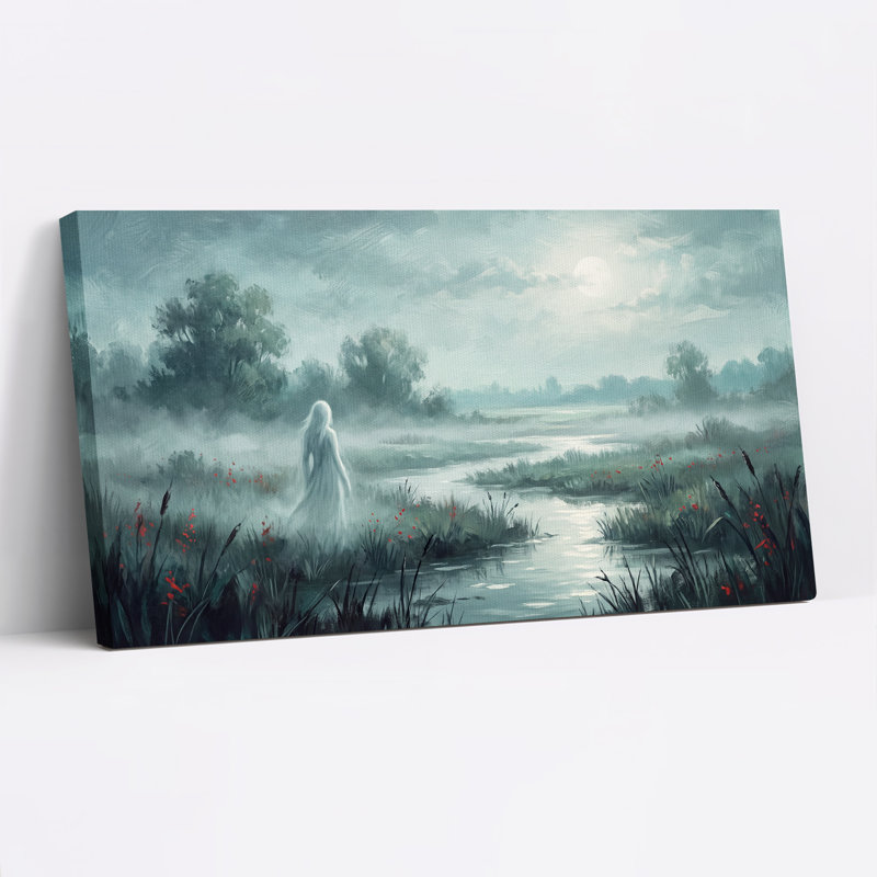«Ghostly figure in Moonlit Marsh», art mural sur toile, 40“W x 20”H