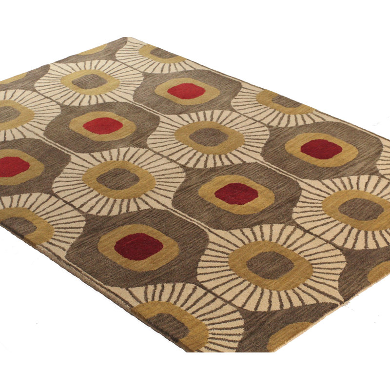 Tapis en laine touffeté à la main Hayashi, Rectangle de 7 pi 6 po x 9 pi 6 po