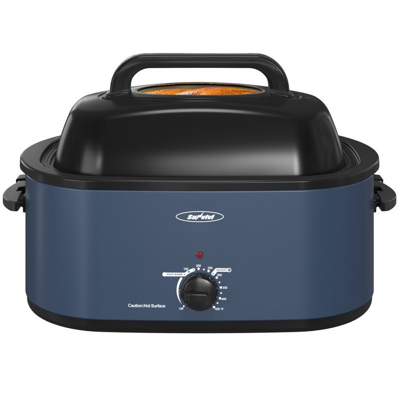 Sunvivi Electric Roaster Oven with Removable Pan, 24 quarts, Blue