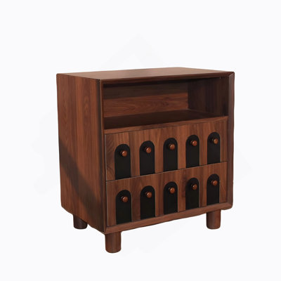 Nightstand With Charging Station, Wood Bedside Table With 2 Storage Drawers, End Table For Bedroom, Living Room