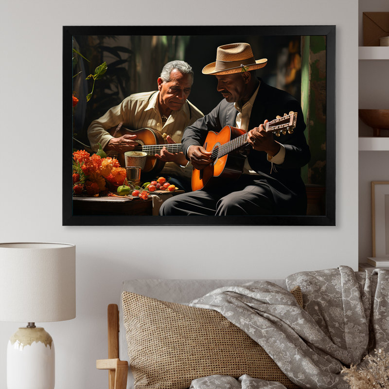 " Cuba Tropical Rhythms I ", 30" H x 40" W x 1.5" D, Black Single Picture Framed
