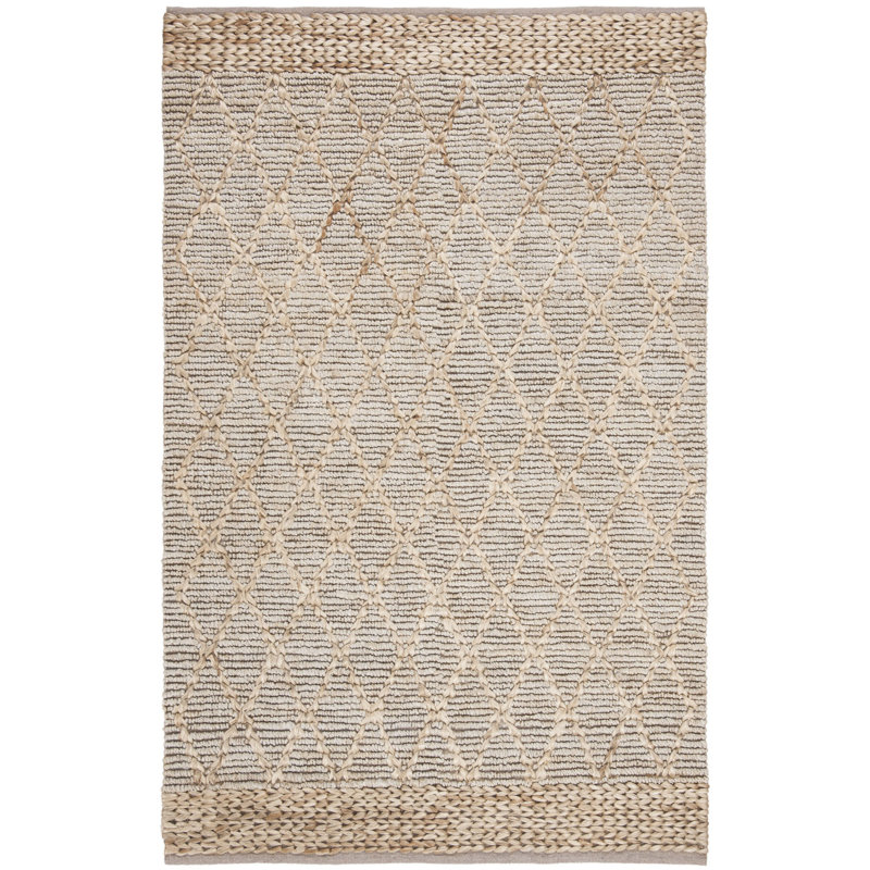 Tapis géométrique en jute / coton tissé à la main Alderman, Rectangulaire 3 pi x 5 pi