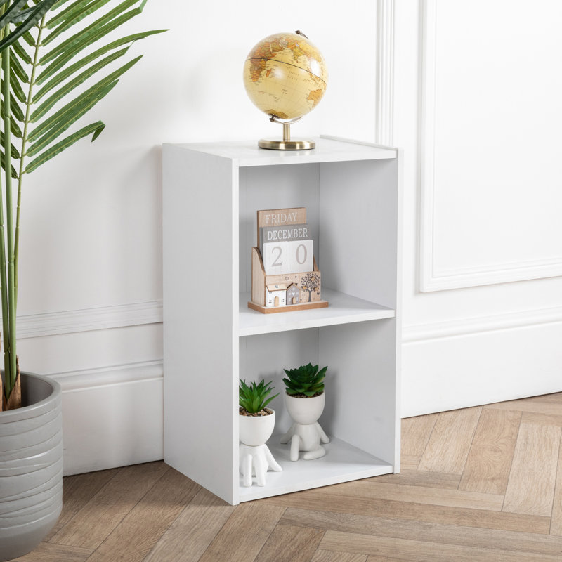 2 Tier Bookcase Cube Wooden Bookshelf, White