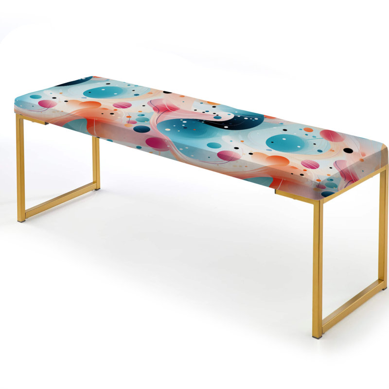 Mystic Reverie Polka Dots Pattern - Polka Dots Upholstered Gold Bench