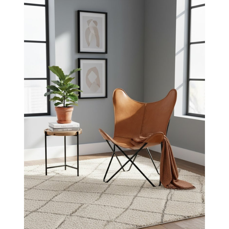 Tan Butterfly Chair, Brown/Black
