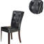 De 2 chaises de salle à manger contemporaines, revêtement en similicuir noir, dossier, coussin, cuir moderne et bois, assise avec coussin, fabrication
