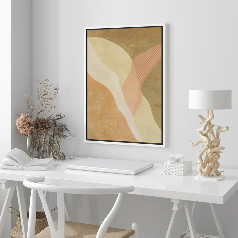 Art sur toile incurvée incurvée de ton terre incurvée - forme fluide moderne minimaliste pour chambre à coucher ou entrée - décor contemporain neutre chaleureux