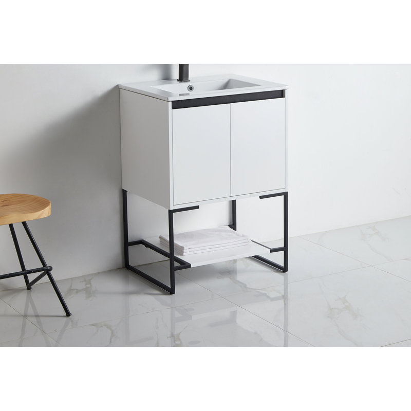 Ensemble de meuble-lavabo simple 24 po Fiquett, Blanc