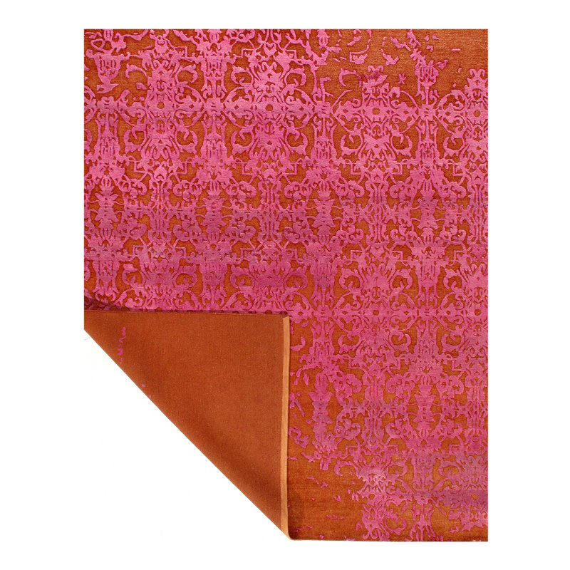 Tapis de zone one-of-kind noué la rouille/rose 8 pi x 10 po Fae