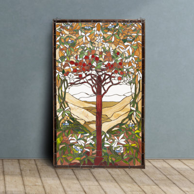 48"H Grand Tree Tiffany-Style Stained Glass Window Panel - Bloomsbury Market