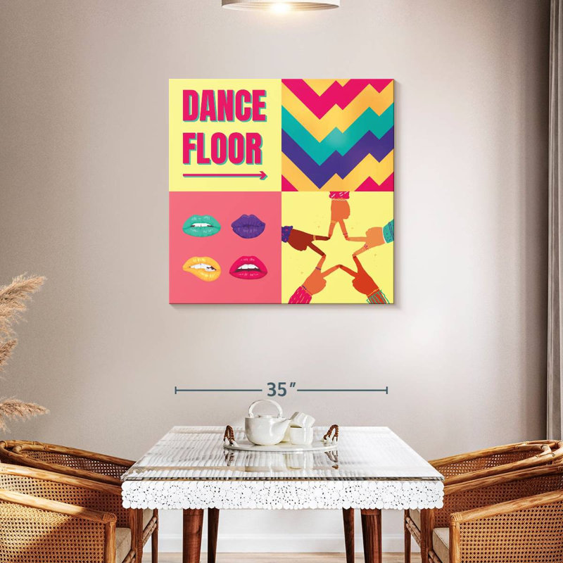 Retro Dance Floor Typography, 36" H x 36" W