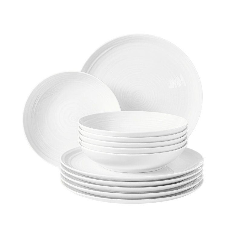 Piece Porcelain Dinnerware Set - Service for 6, White