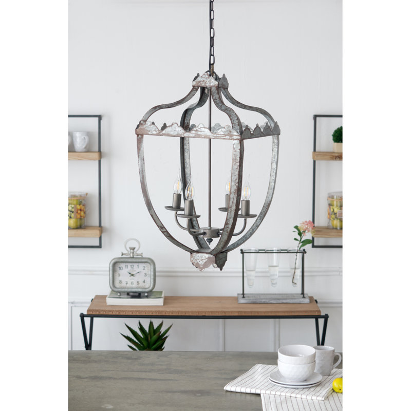 Lustre suspendu moderne en métal 4 lumières avec chaîne réglable pour la cuisine, la salle à manger et le vestibule (ampoule non incluse)