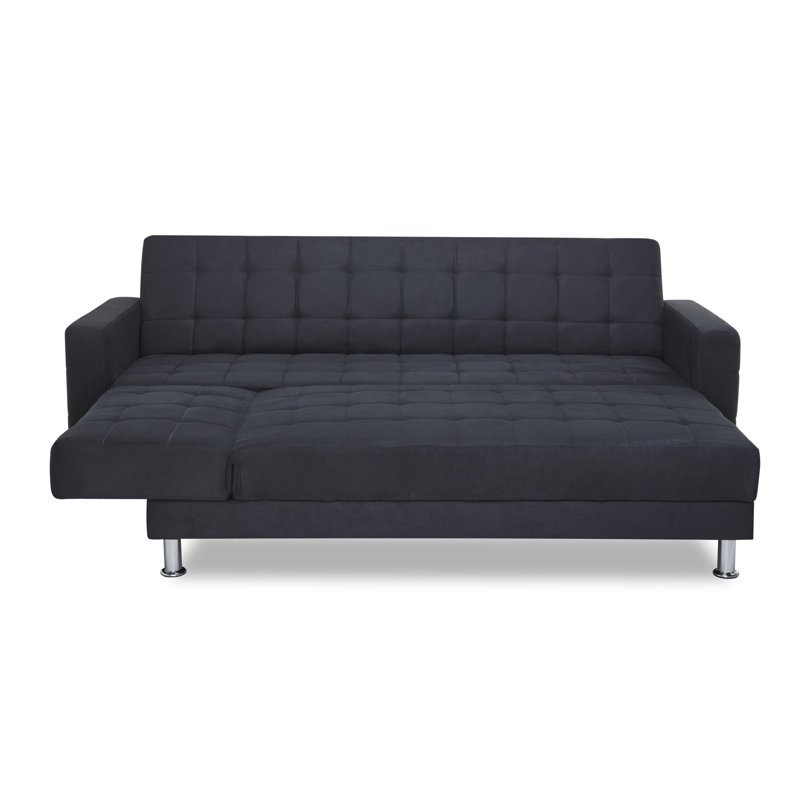 Hortence Corner Sofa, Brushed Microfibre Black