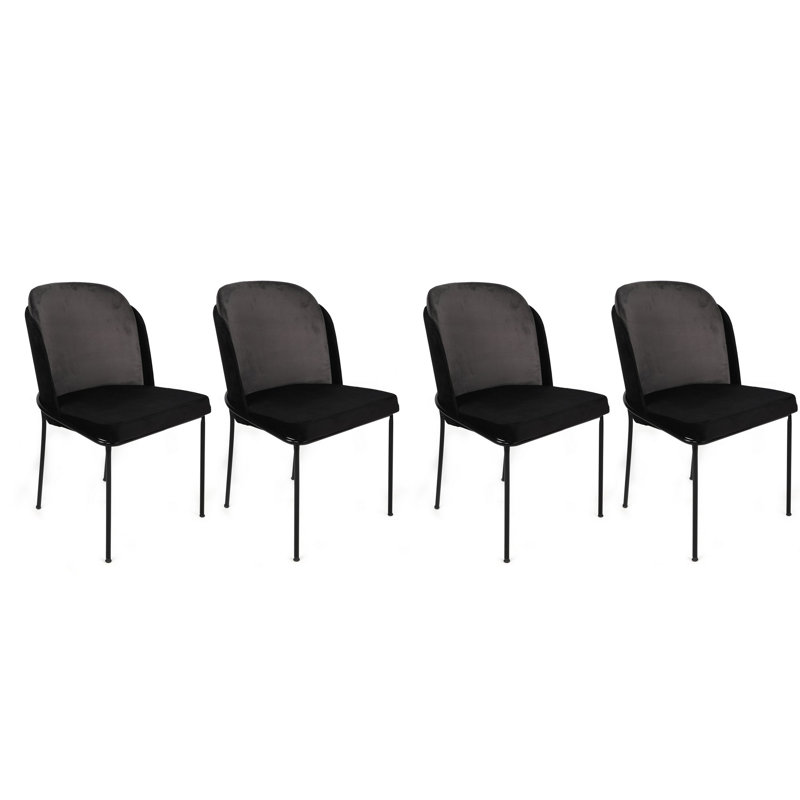 Chaise Parsons rembourrée et revêtue de velours, 4, Gris, Black