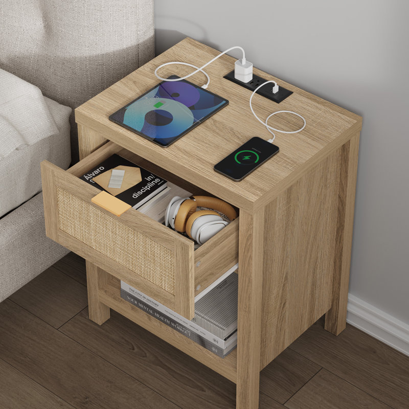 Chada 19.7'' W Nightstand, Light Oak