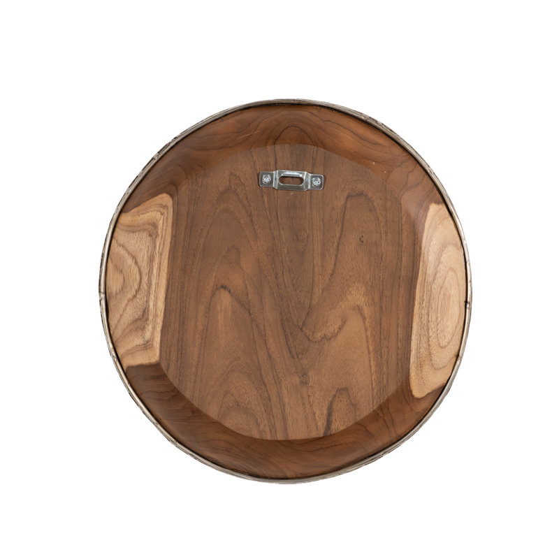 Teak Wood Bowl Wall Art, Metallurgy Edge, 12" H x 12" W x 2" D