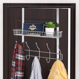 Over The Door Hook Hanger With Mesh Basket, Bathroom Towel Hanging Rack, Chrome