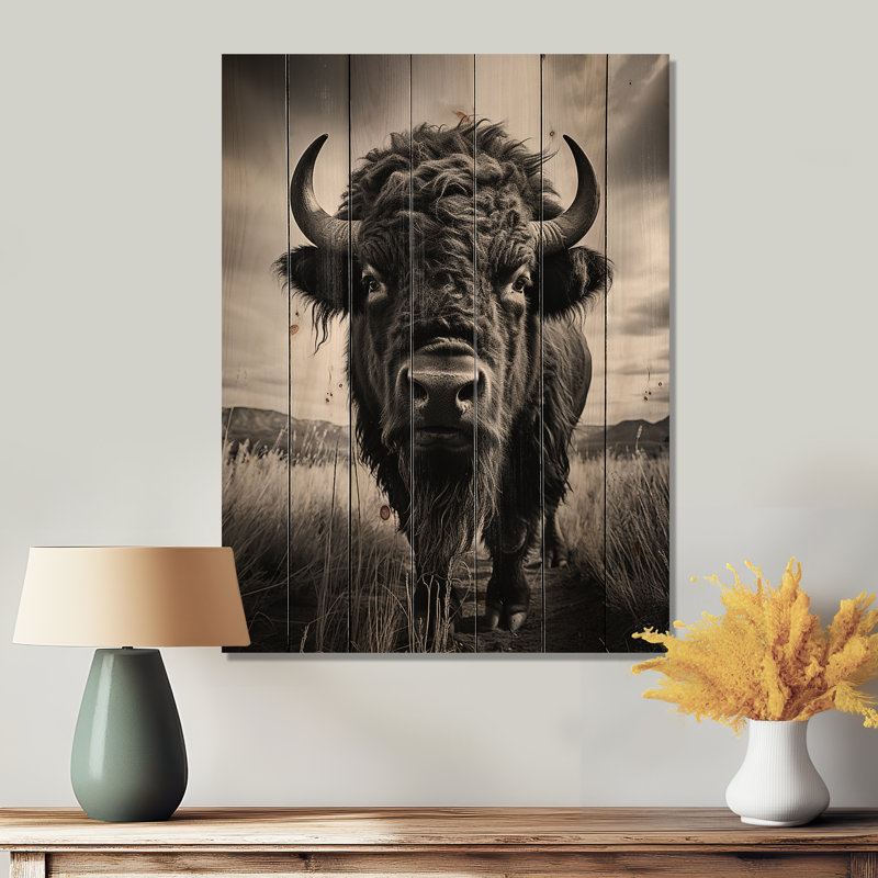 Contes de bison des Prairies sur bois, H 40 po x l 30 po x P 0,78 po