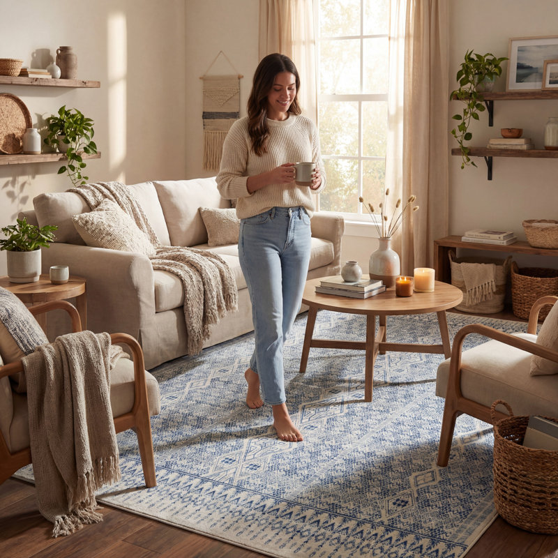  Mirette Geometric Washable Rug, Runner 2'6" x 8'