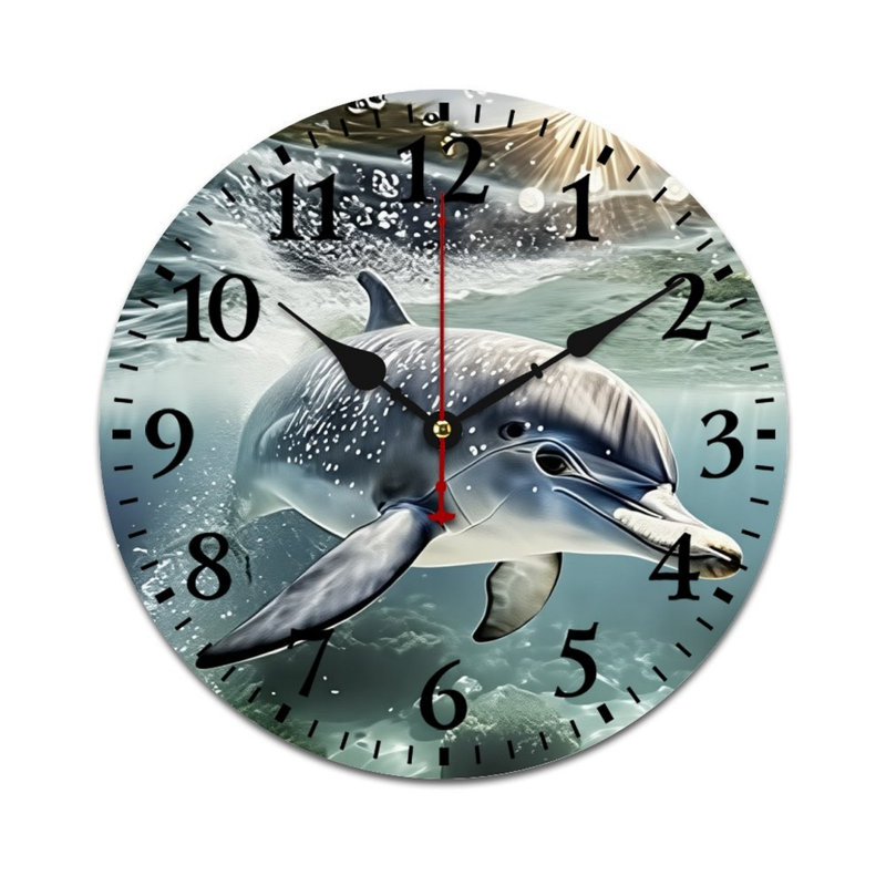 Horloge ronde sous-marine dauphin sous l'eau 12 x 12 pouces