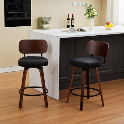 Ensemble de 2 tabourets de bar pivotants, tabourets de bar à hauteur de comptoir rembourrés pour la cuisine