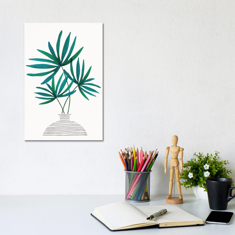 Fan Palm Fronds by Modern Tropical - Wrapped Canvas Print, 30.48cm H x 20.32cm W