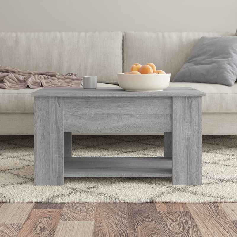Husnija Lift Top Four Leg Coffee Table with Storage, Grey