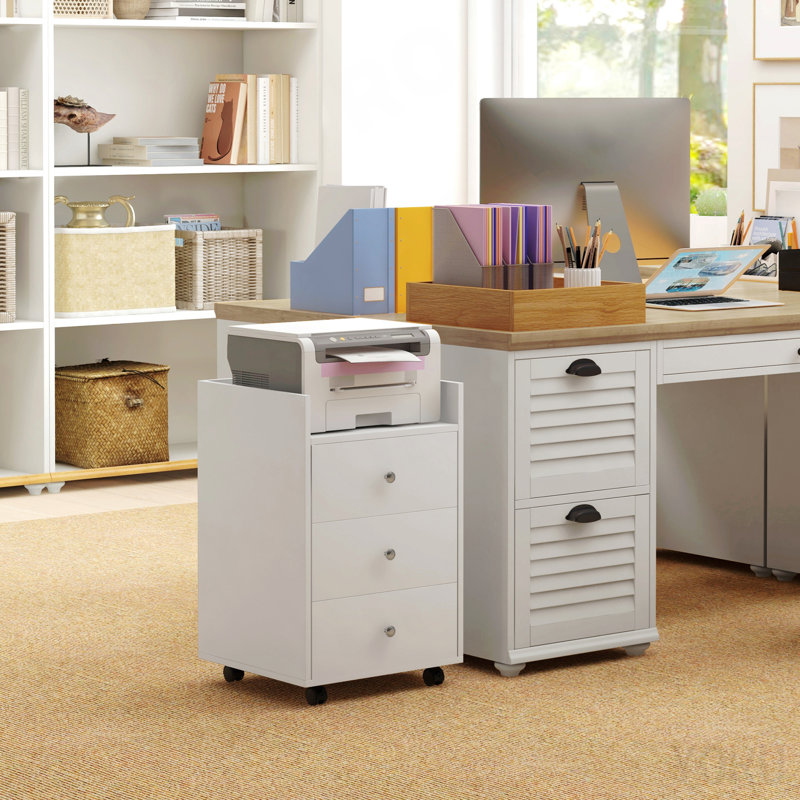 Armoire de rangement de bureau à 3 tiroirs, support pour imprimante, mobile - standard