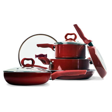 Gibson Everyday Cardinal 7 Piece Nonstick Steel Cookware Set in Red