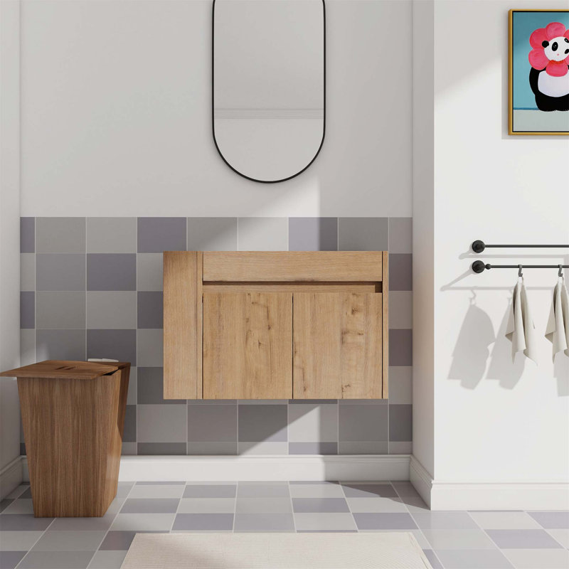 Meuble-lavabo de salle de bain avec tablette ouverte