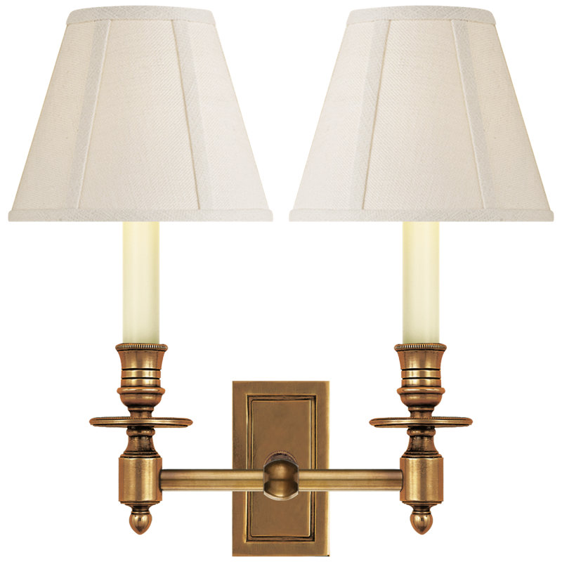 Library 2 - Light Armed Sconce, Linen, Hand-Rubbed Antique Brass