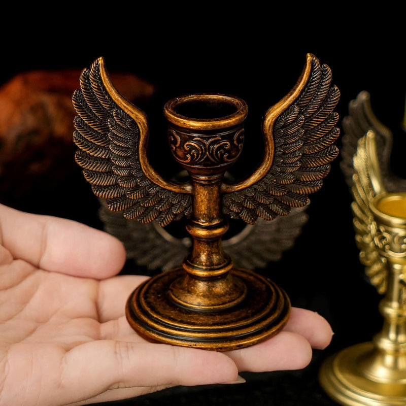 2pcs Retro Brass Angel Wing Candle Holders