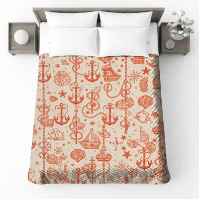 Couvre-lit matelassé Nautical Anchor Shells