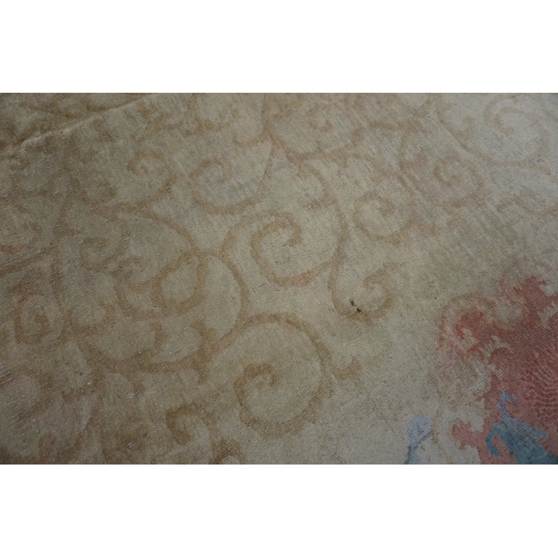 Cream Color Classic Antique Chinese Art Deco Design Area Rug