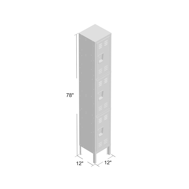 Casier large à 3 niveaux 1 Galvanite, L 12 po x P 12 po x H 78 po, Assemblé