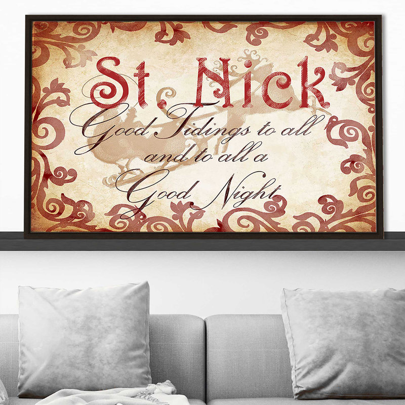St Nick, To All A Good Night (Horizontal) par By Jodi - impression, Cadre flottant espresso, H 21,5 po x l 33,5 po x P 2 po