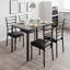 Ensemble de table de salle à manger 4 pièces pour 4 personnes, petite table de cuisine avec 4 chaises rembourrées, conception peu encombrante pour appartement, cuisine, coin repas, plateau de table en bois et structure en métal, finition grise-739110741