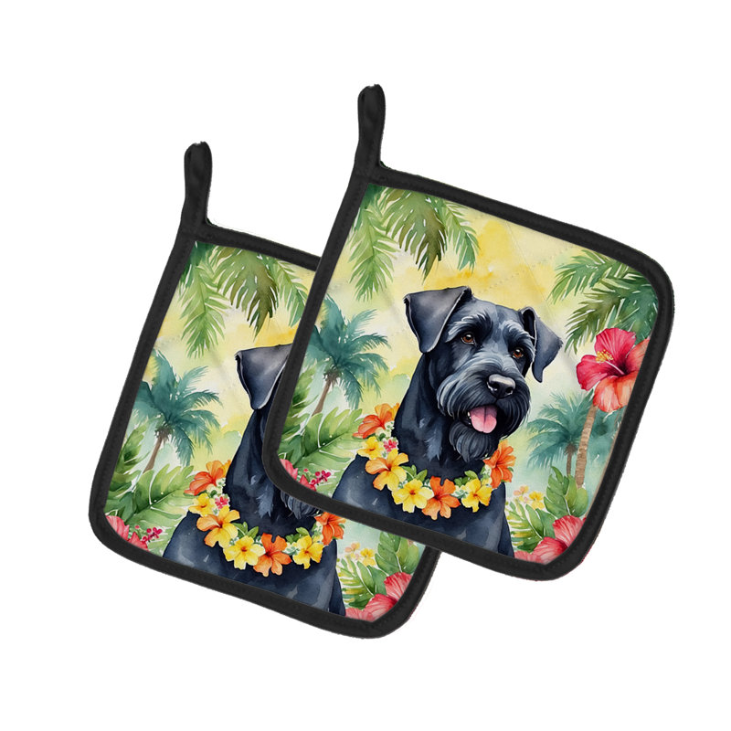 Caroline's Treasures Luau Party Floral Polyester Potholder Set