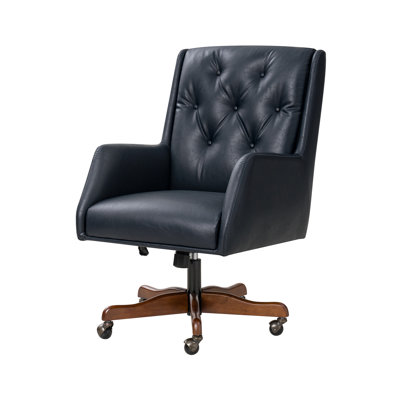 Kairos Transitional Swivel Desk Chair with Adjustable Height and Button-Tufted Backrest
