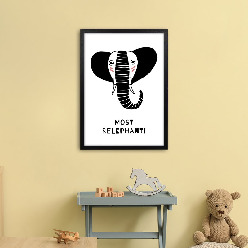 Elephant by Miniofmine - Print, 63cm H x 46cm W x 3cm D, Brown Framed