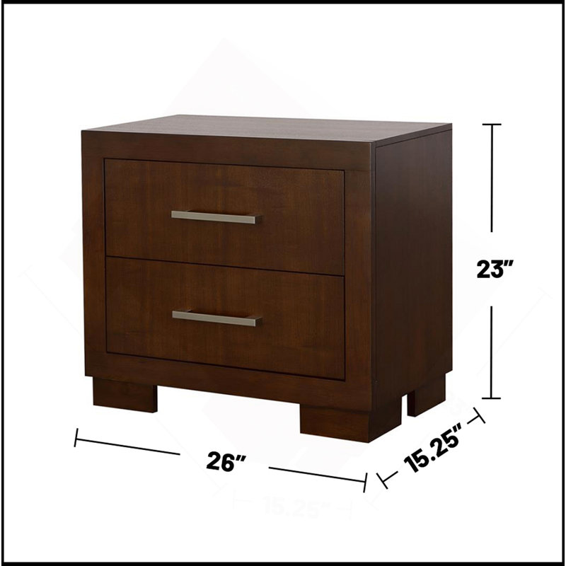 2 Drawers MDF Nightstand In Cappuccino Finish